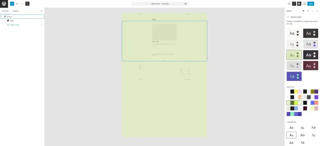Blog Home ‹ Template ‹ fse ‹ Editor — WordPress2026 2