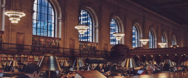 photo of people in the library