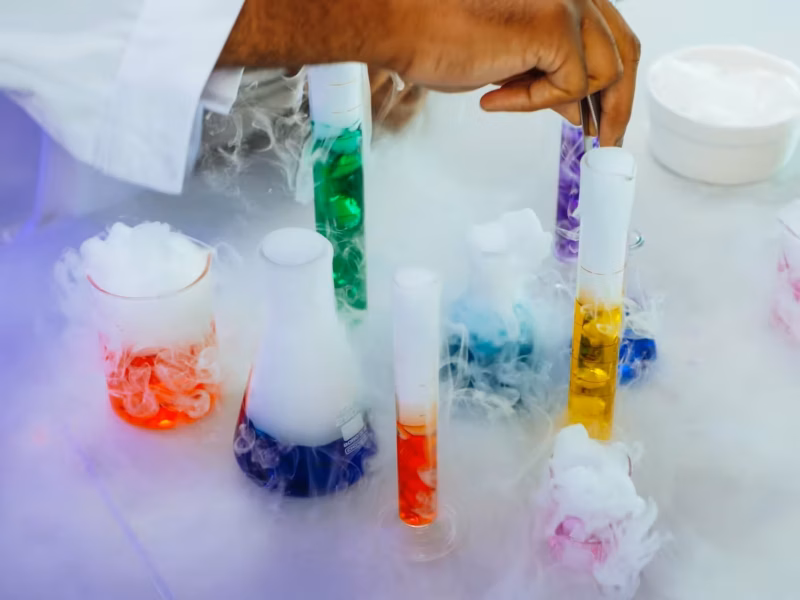 colorful liquids in laboratory glasswares