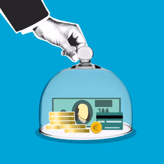 cutout paper composition of human and money under dome