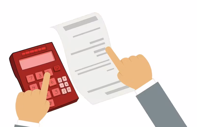calculator, list, hand