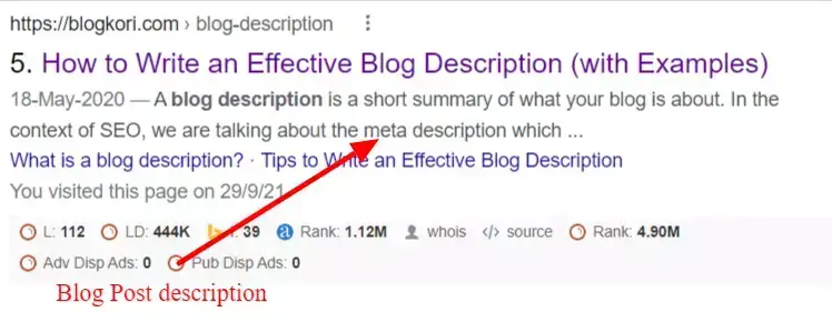 blog post description