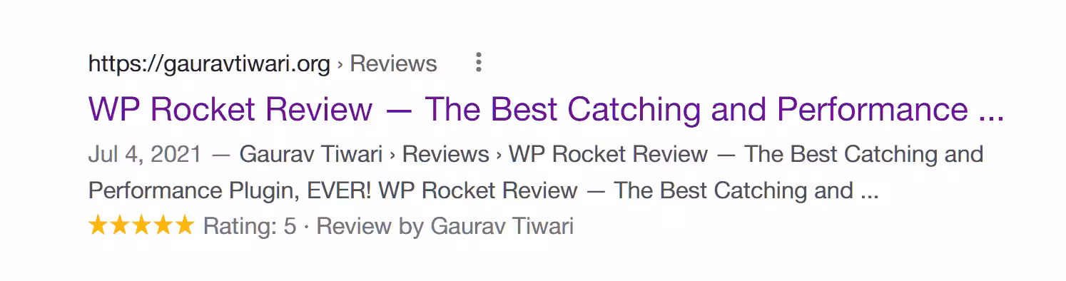 WP Rocket Review Star Rating