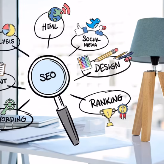 magnifying glass with seo concepts