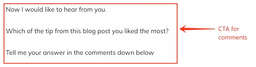 Call to action for more blog comments
