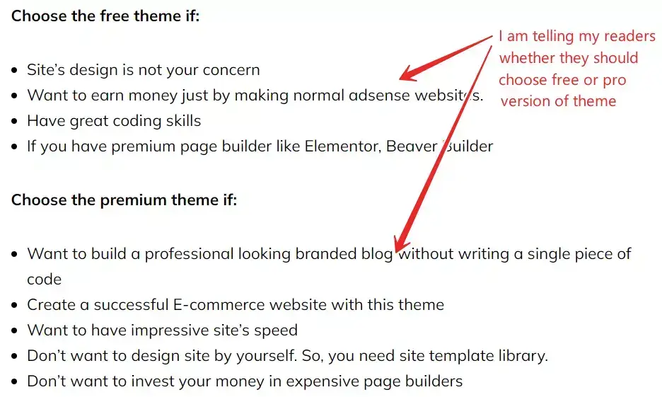 Telling both good and bad things of the product in review posts