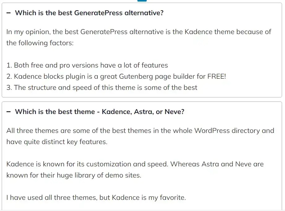 FAQ section blog post