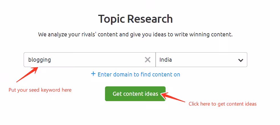 Topic research tool semrush