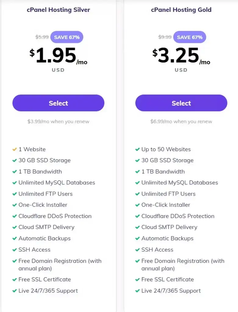 Hostinger cPanel hosting pricing