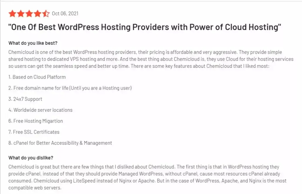 Chemicloud user review