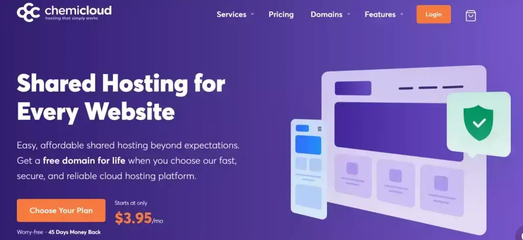 Chemicloud shared hosting page