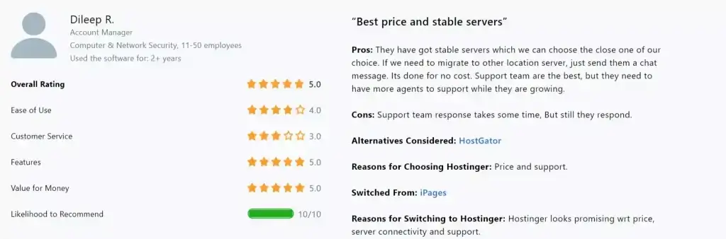Another Hostinger review