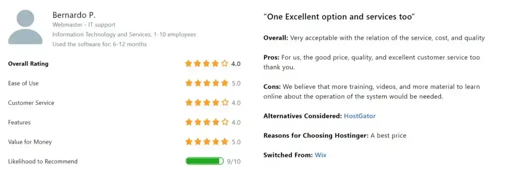 More Hostinger reviews