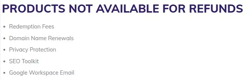 Hostinger non-refundable items