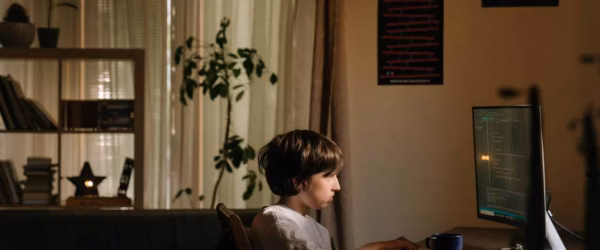 boy in white shirt sitting on chair