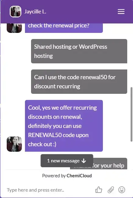 Chemicloud live chat support