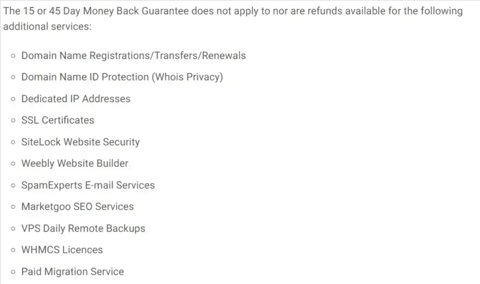 Chemicloud non-refundable items