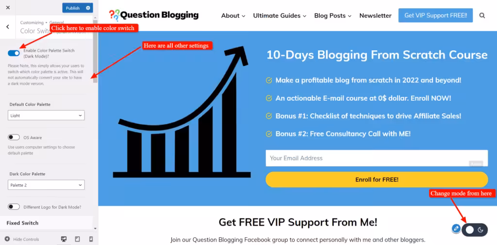 Kadence Dark Mode Switch