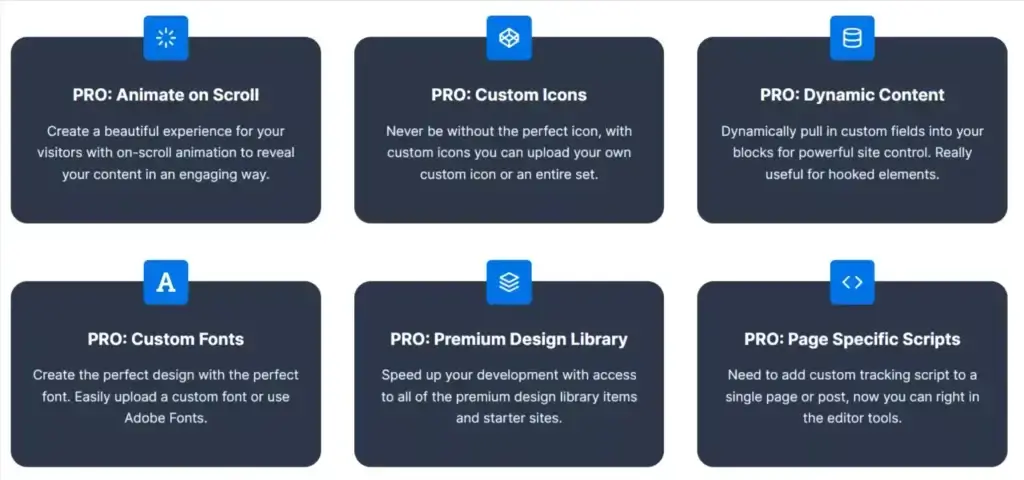 Kadence Blocks Pro Features