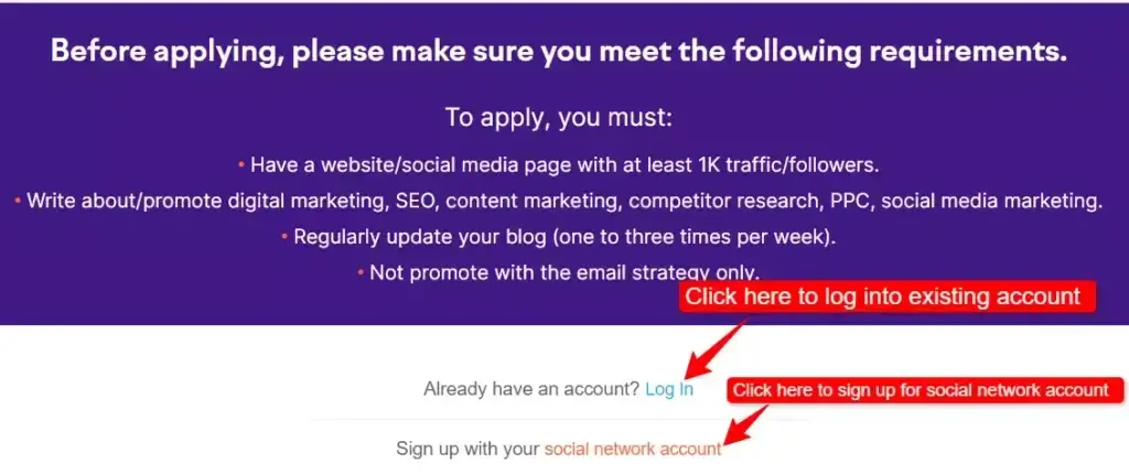 make semrush affiliate program with social account 1024x430 1