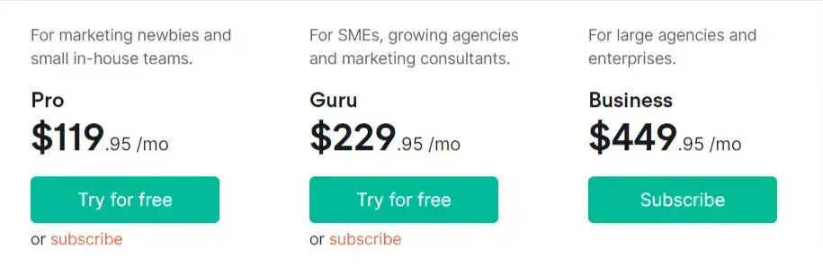 monthly pricing semrush 1