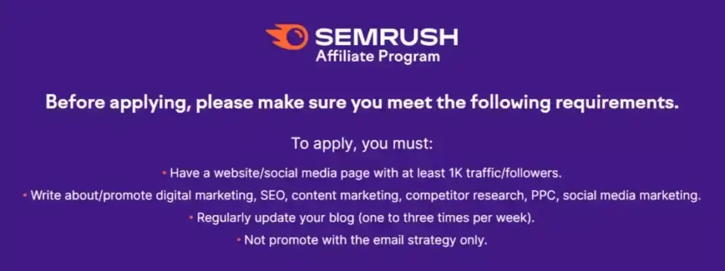 semrush affiliate program requirements 1024x383 1
