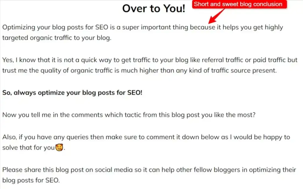 Short and sweet blog conclusion