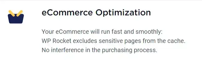 Ecommerce optimization features WP Rocket