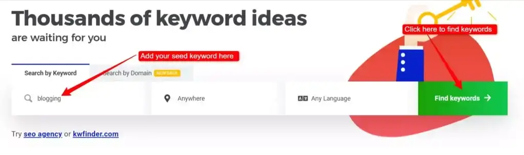 Keyword research for event blog using Mangools