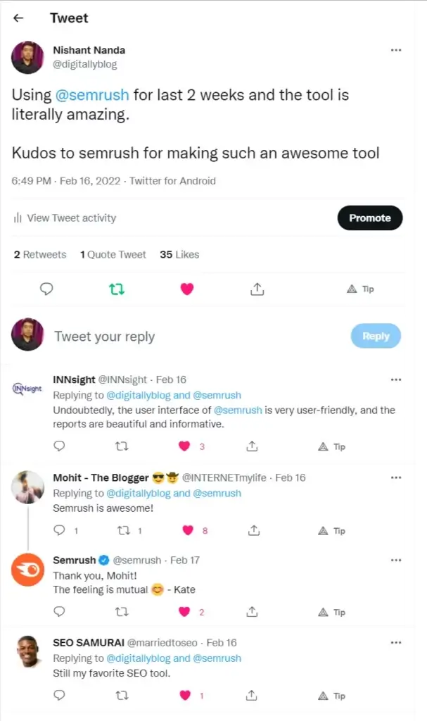 Semrush user reviews