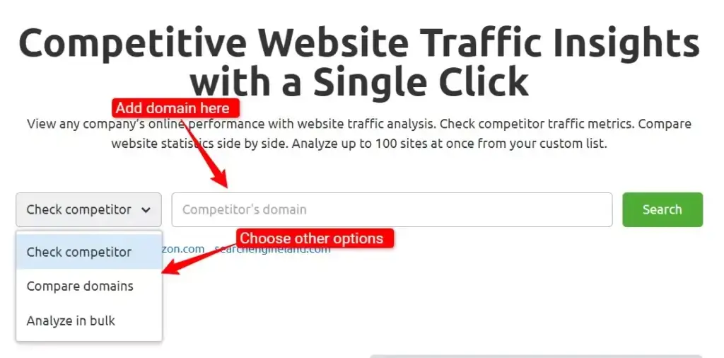 Traffic analytics tool dashboard Semrush