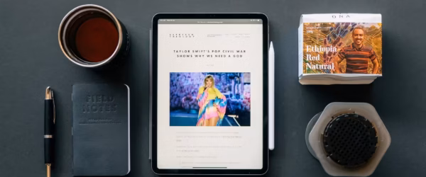 tablet near a notebook