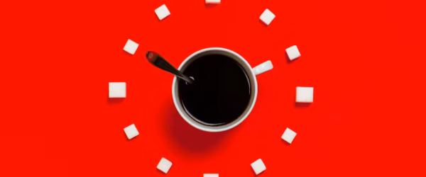 white mug on red background