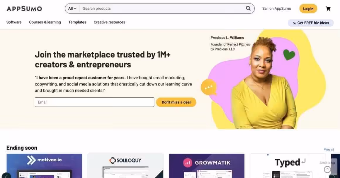 AppSumo Homepage Showing Latest AppSumo Deals