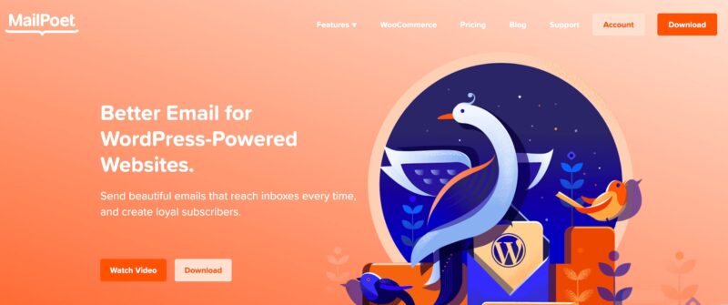 MailPoet newsletter editor and subscriber management interface inside WordPress