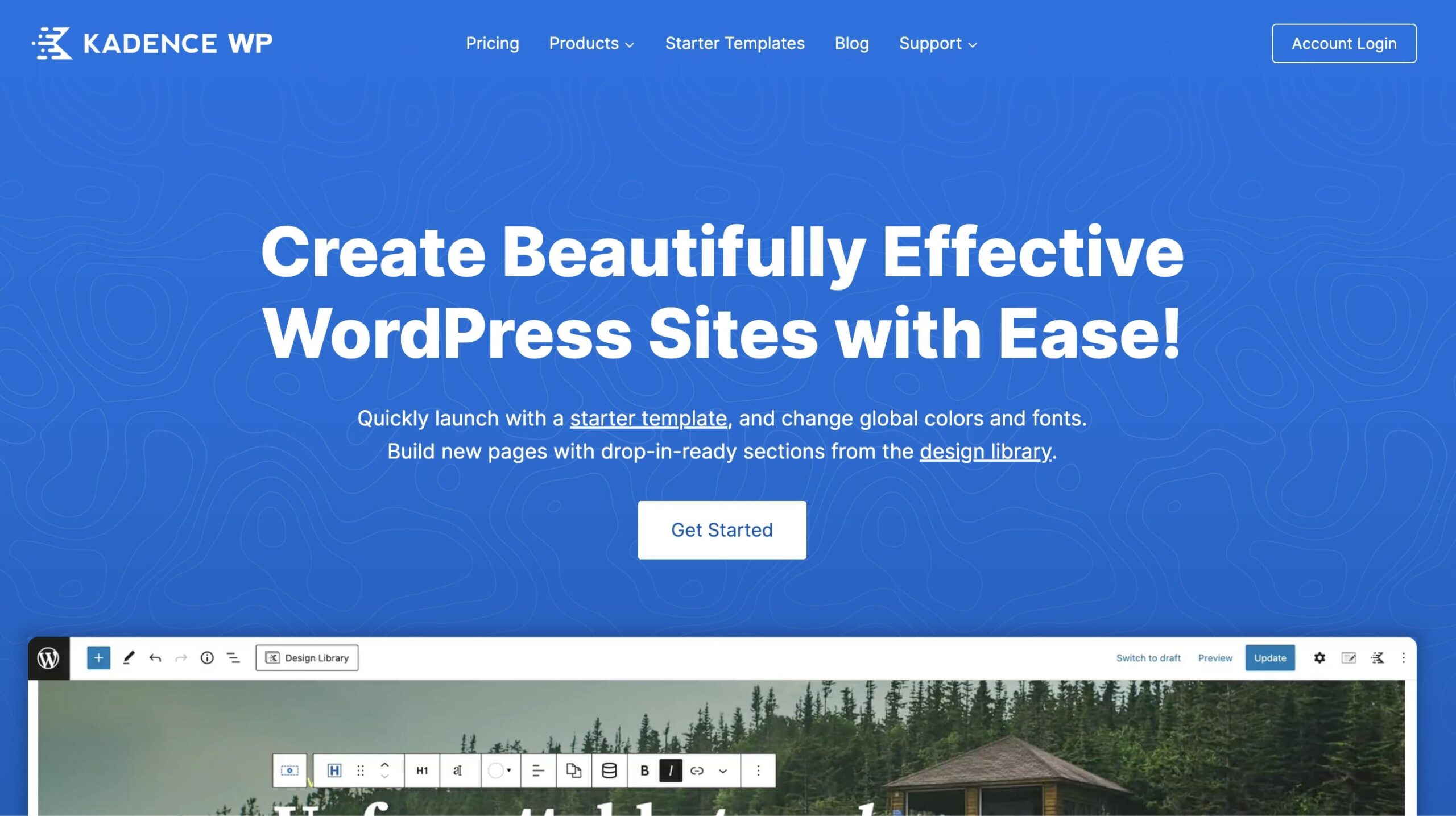 Kadence theme homepage