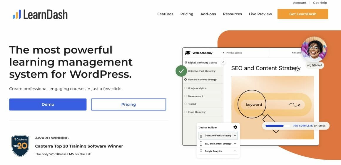 LearnDash Homepage Screenshot