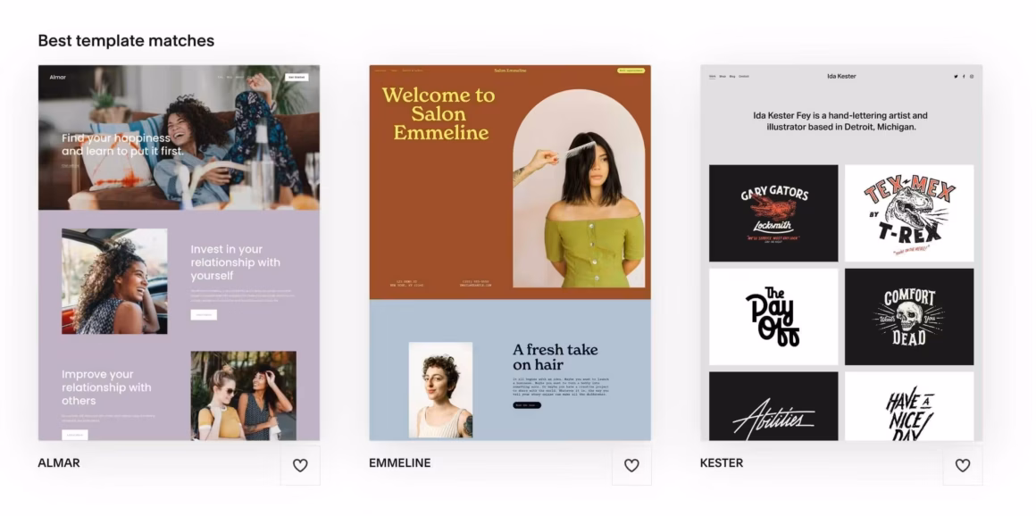 squarespace template matches