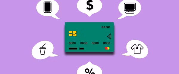 illustration showing credit card functions for different payments