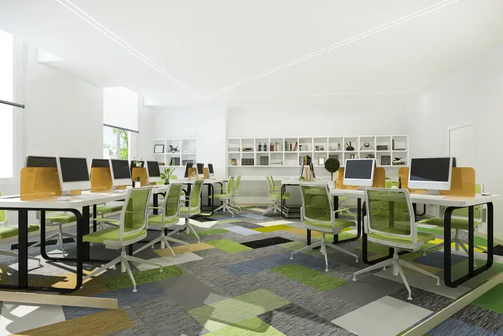 green business meeting working room office building with bookshelf