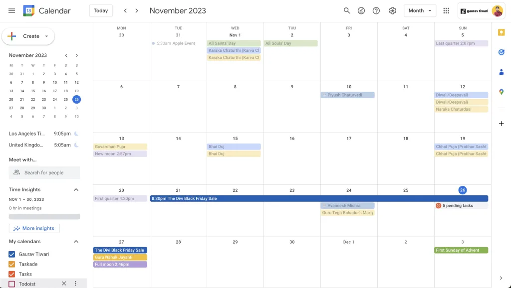 Gaurav Tiwari Calendar November 2023 2023 11 003532