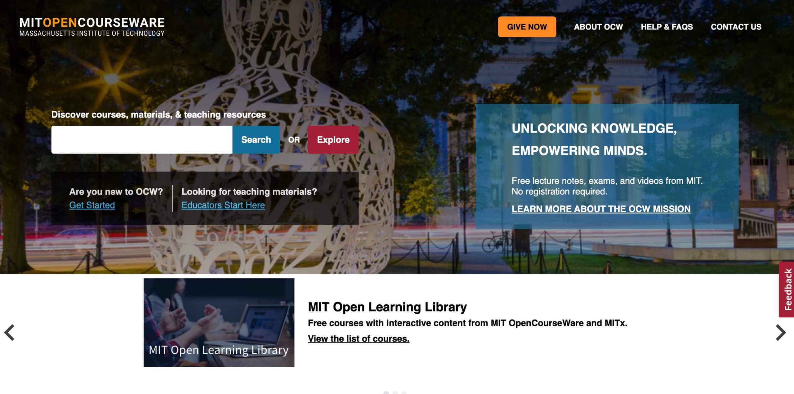 MIT OpenCourseWare free online course materials