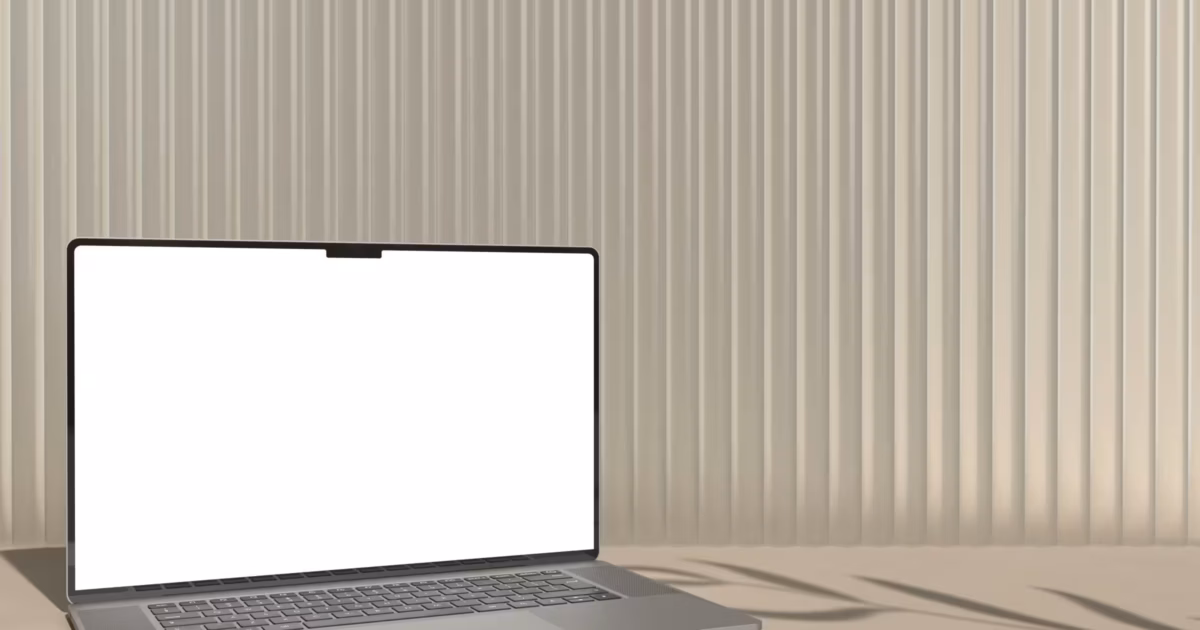 a laptop with a blank screen