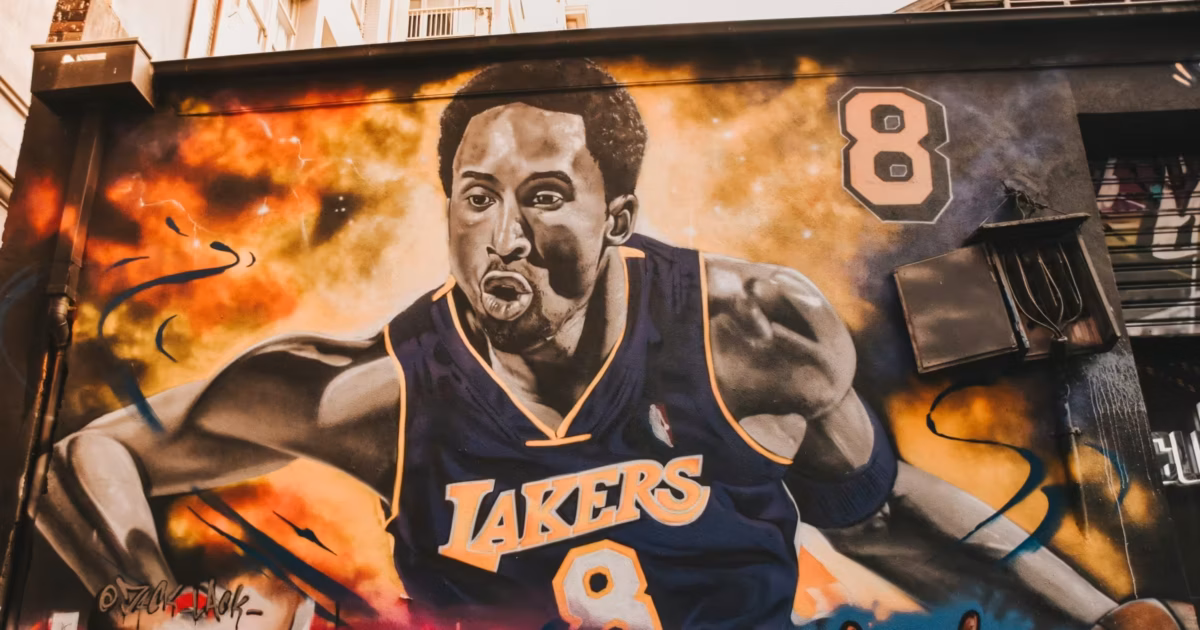 a mural of a basketball player on a building