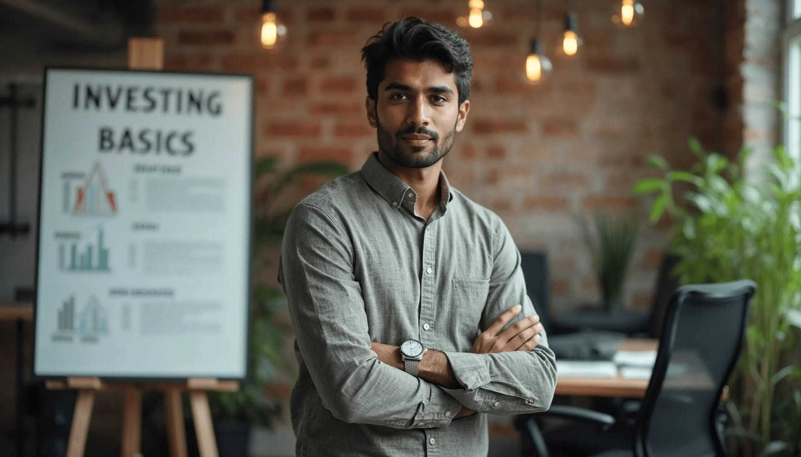 investing basics banner with text in background scaled