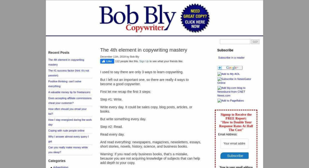 Bob Bly’s Copywriting Blog