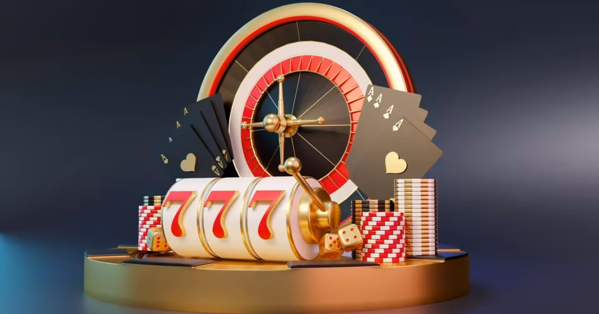 Colorful casino-themed 3D illustration