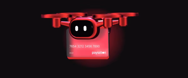 Red drone with credit card design