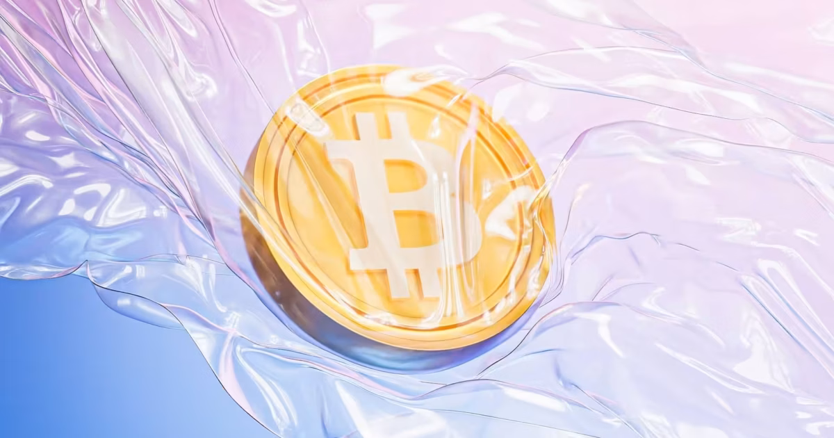 Bitcoin coin floating in liquid