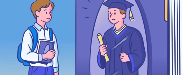 Student envisioning future graduation success.